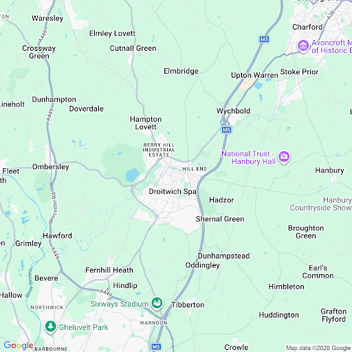 Map showing the Alliance Payroll office at Victoria Square, Droitwich
